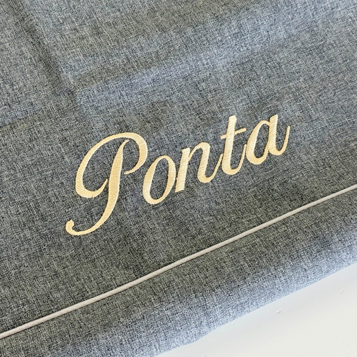 ANBERSO custom name embroidery on a Royal Bed cover