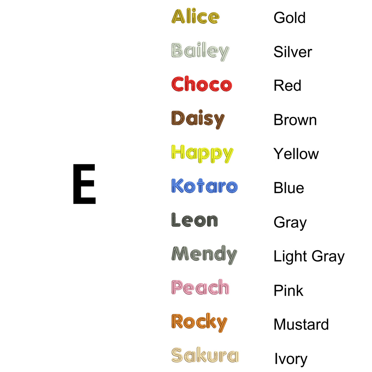 ANBERSO English embroidery font option E