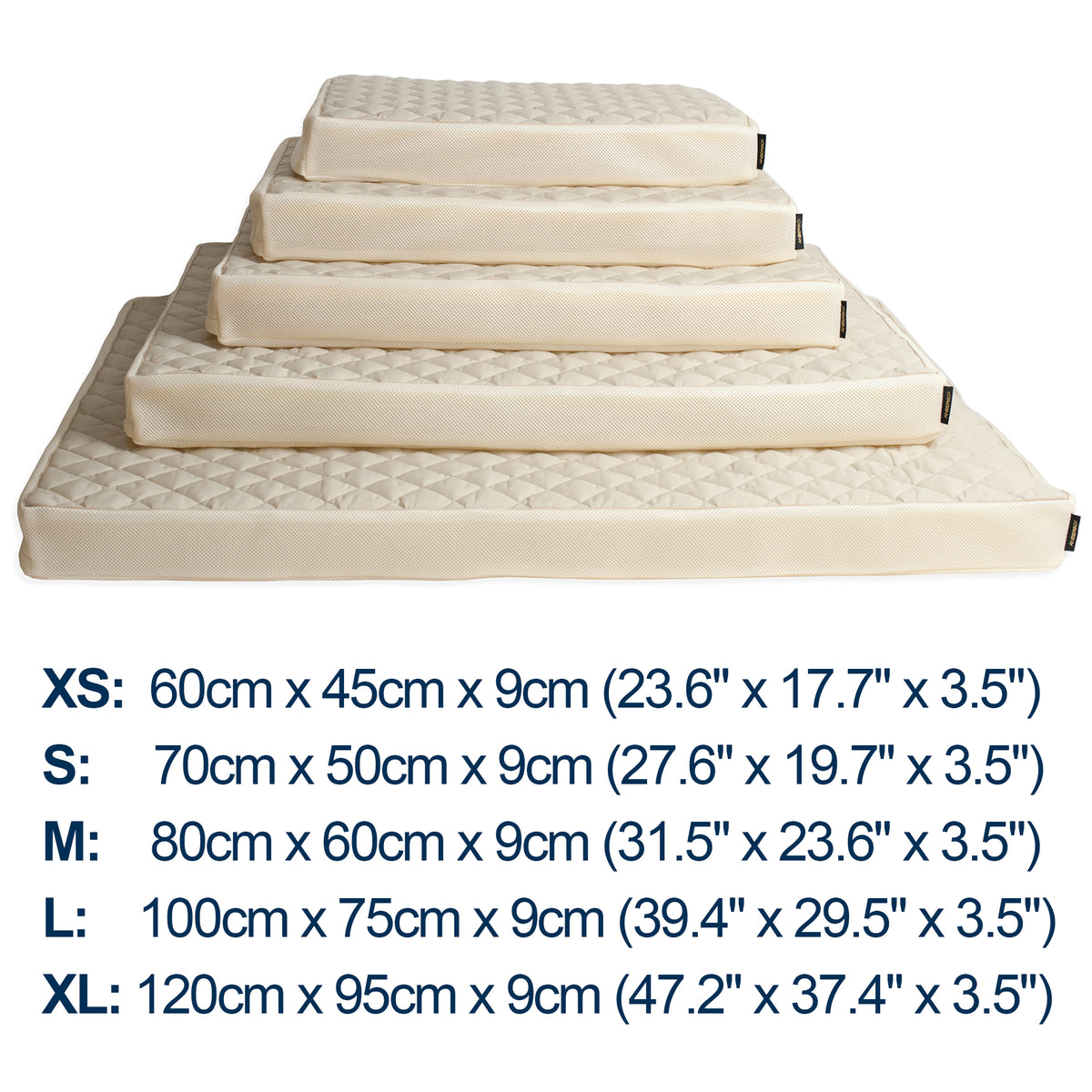 ANBERSO Royal Bed size guide from XS to XL
