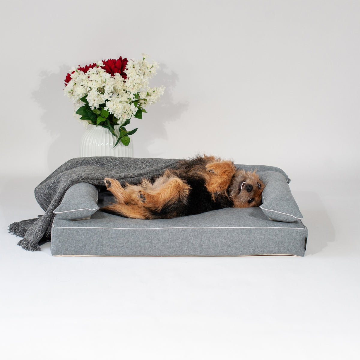 ANBERSO Royal Bed complete set with Cammy Irish Gray bolster cover, made in Japan